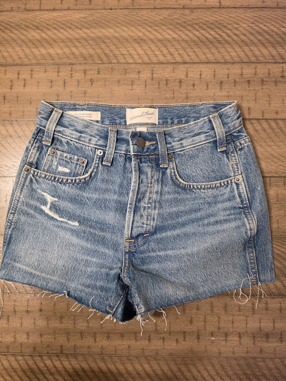 Universal Thread Light Blue Distressed High-Rise Denim Shorts
